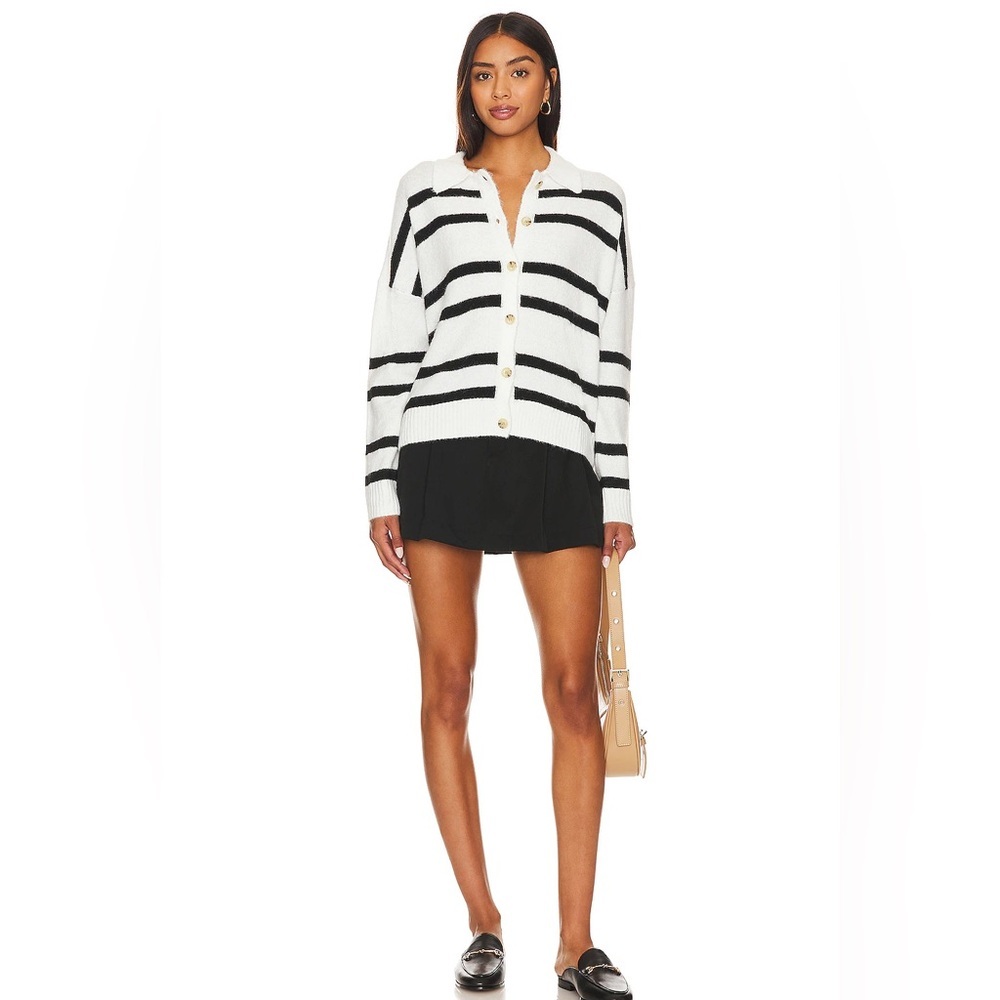 Central Park West Bobbie Button Up In Black Stripe Nwt